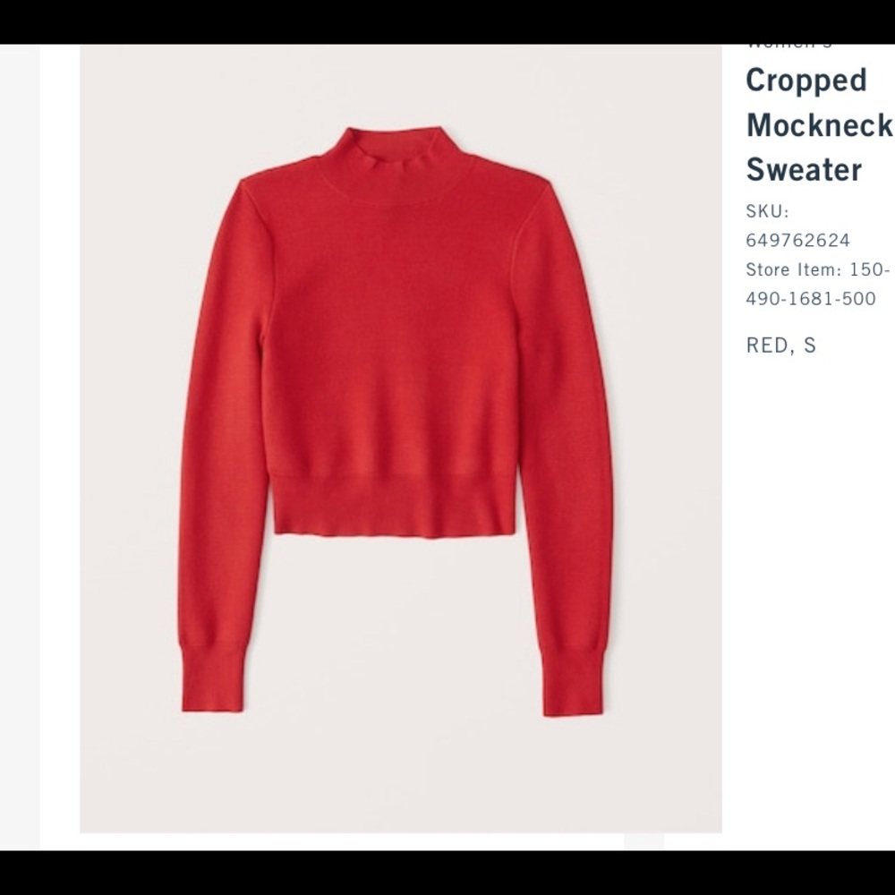 Super soft red cropped sweater. Hits at waist